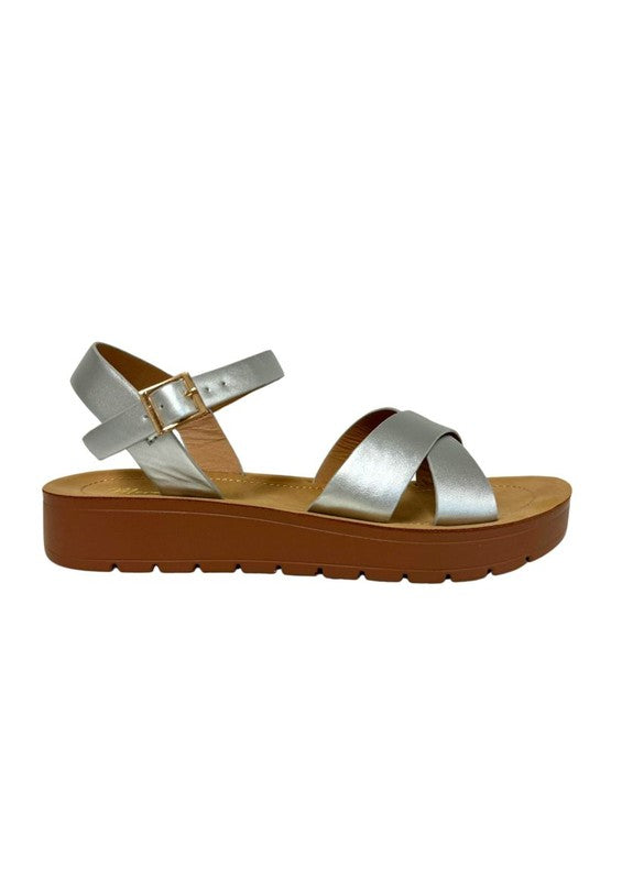 VERA METALLIC COMFORTABLE SANDALS - FLATS