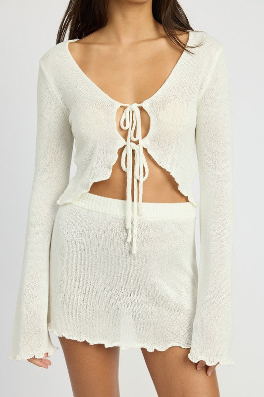 LONG SLEEVE CARDIGAN WITH FRONT TIE