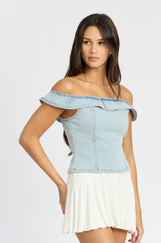 OFF THE SHOUDER BUSTIER TOP WITH BACK ZIPPER