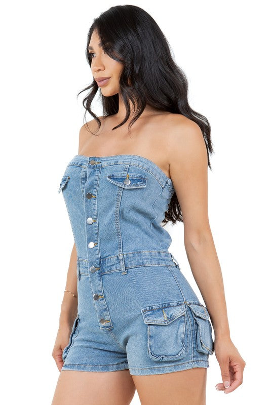 CARGO DENIM ROMPER