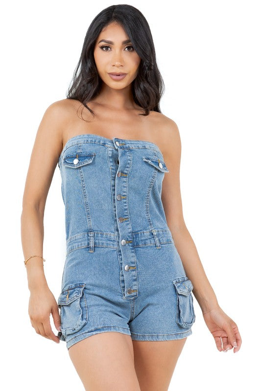 CARGO DENIM ROMPER