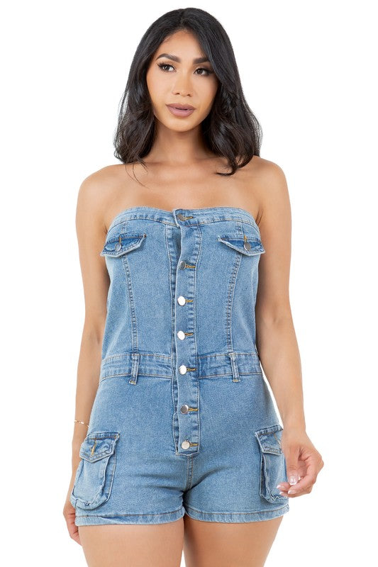 CARGO DENIM ROMPER