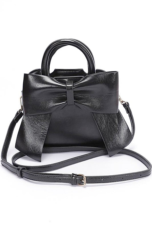 METALLIC BOW TIE TOP HANDLE SWING BAG