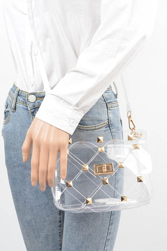 STUDDED TRANSPARENT BAG