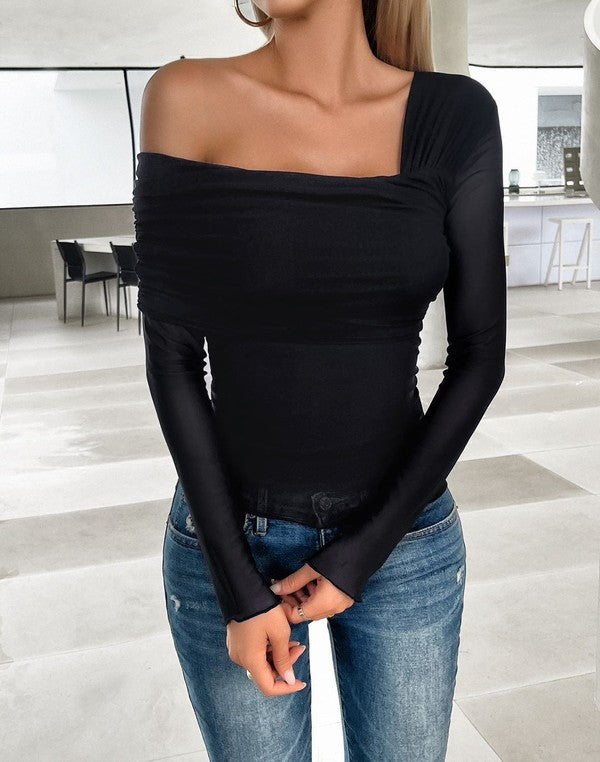 LONG SLEEVE  ONE SHOULDER TOP