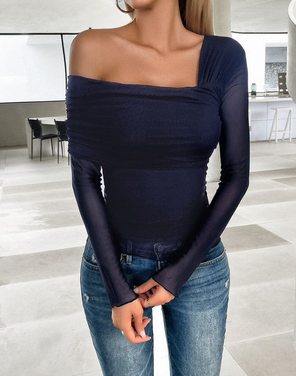 LONG SLEEVE  ONE SHOULDER TOP