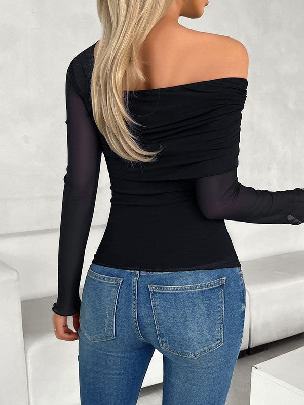 LONG SLEEVE  ONE SHOULDER TOP