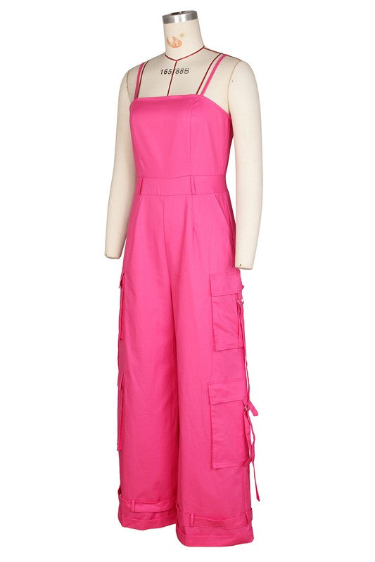 SLEEVELESS CARGO JUMPSUIT