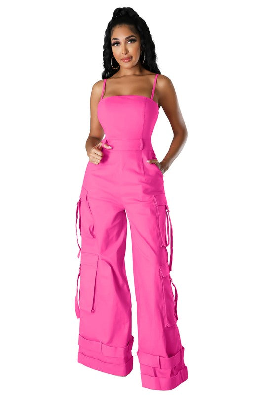 SLEEVELESS CARGO JUMPSUIT