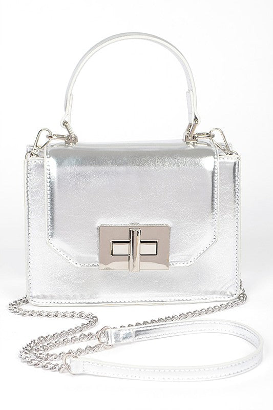 METALLIC TOP HANDLE CONVERTIBLE SWING BAG