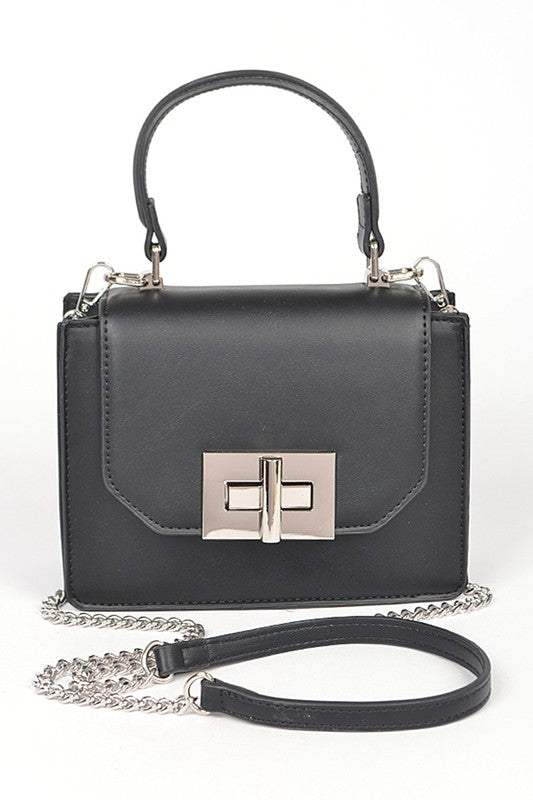 METALLIC TOP HANDLE CONVERTIBLE SWING BAG