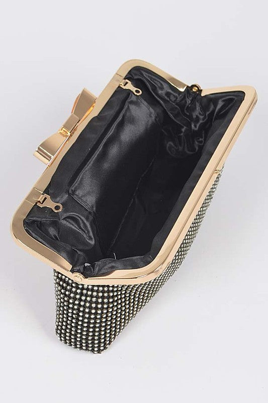 MESH RHINESTONE SOFT EVENING CLUTCH BAG