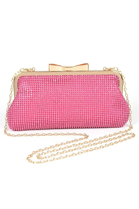 MESH RHINESTONE SOFT EVENING CLUTCH BAG