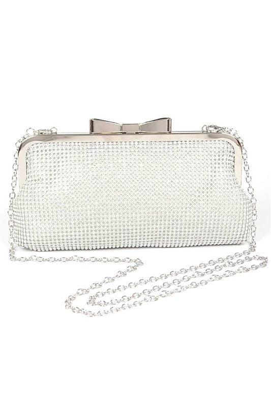 MESH RHINESTONE SOFT EVENING CLUTCH BAG