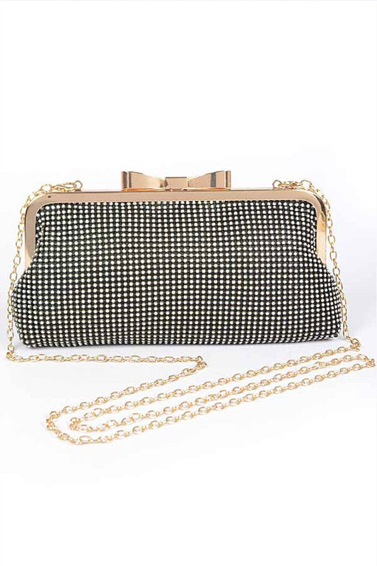 MESH RHINESTONE SOFT EVENING CLUTCH BAG