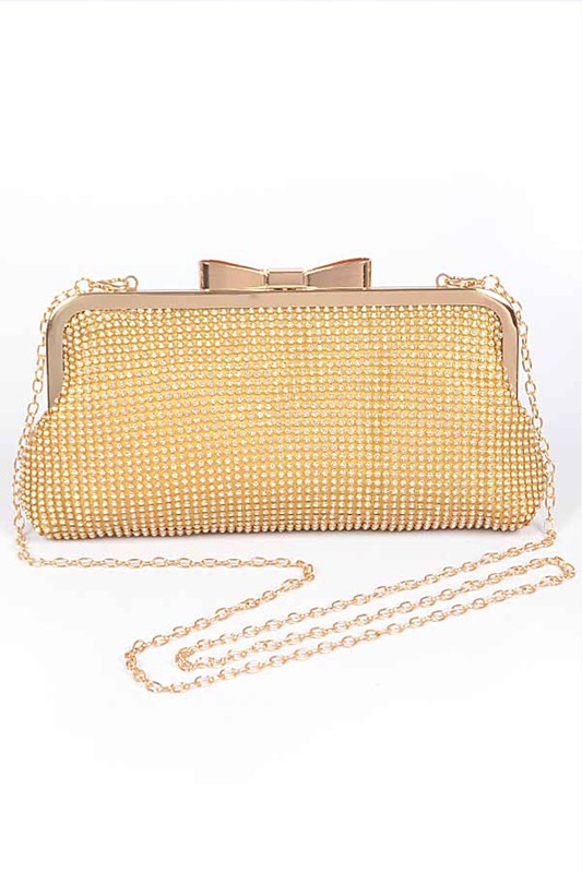 MESH RHINESTONE SOFT EVENING CLUTCH BAG