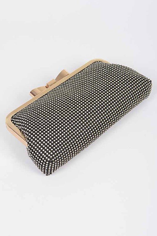 MESH RHINESTONE SOFT EVENING CLUTCH BAG