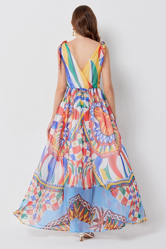 PRINTED CHIFFON MAXI DRESS