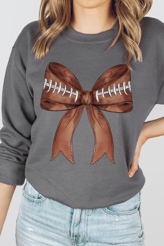 COQUETTE FOOTBALL BOW GRAPHIC FLEECE SWEATSHIRT