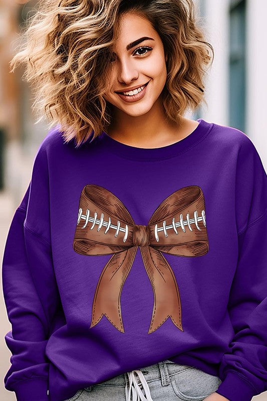 COQUETTE FOOTBALL BOW GRAPHIC FLEECE SWEATSHIRT