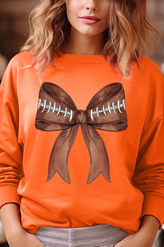 COQUETTE FOOTBALL BOW GRAPHIC FLEECE SWEATSHIRT