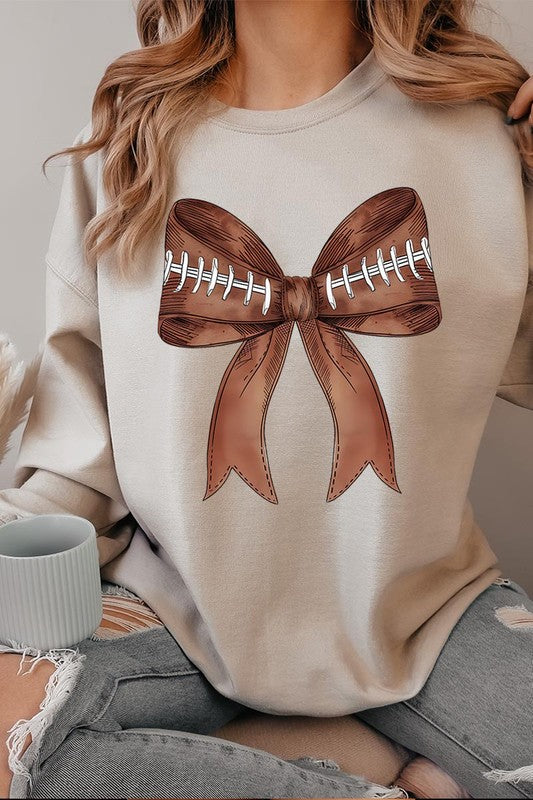 COQUETTE FOOTBALL BOW GRAPHIC FLEECE SWEATSHIRT