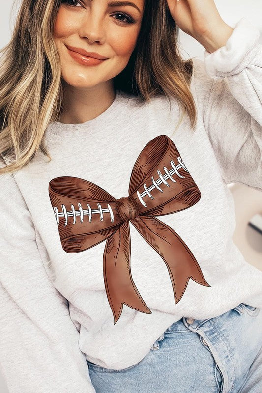 COQUETTE FOOTBALL BOW GRAPHIC FLEECE SWEATSHIRT