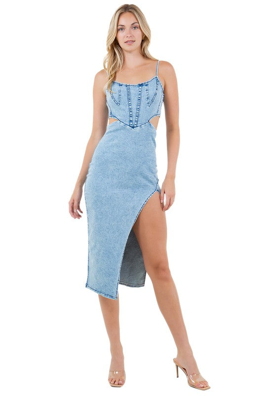 DENIM MIDI DRESS