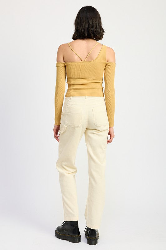 CORDUROY STRAIGHT LEG PANTS WITH POCKETS