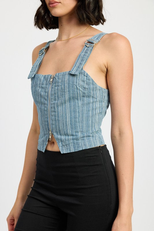 ZIPPER FRONT BUSTIER TOP