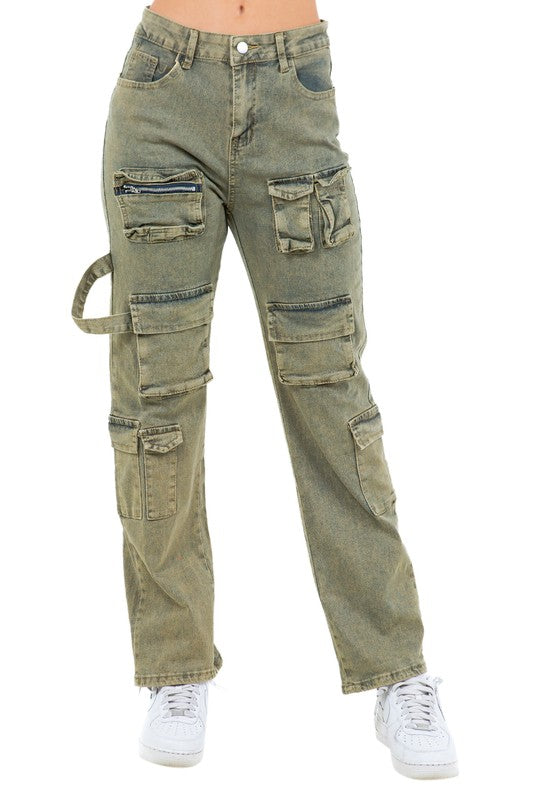 CARGO STYLE DENIM PANTS