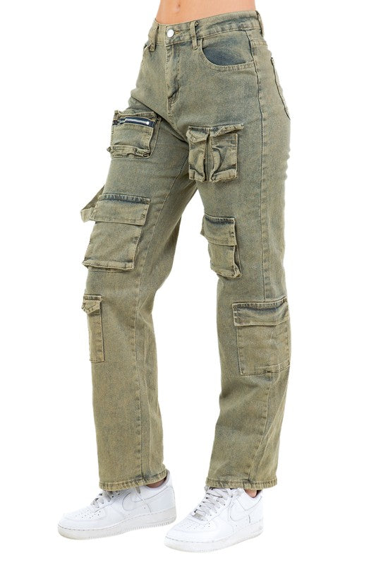 CARGO STYLE DENIM PANTS