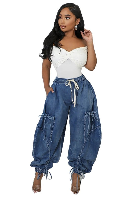 HAREM STYLE CARGO PANTS