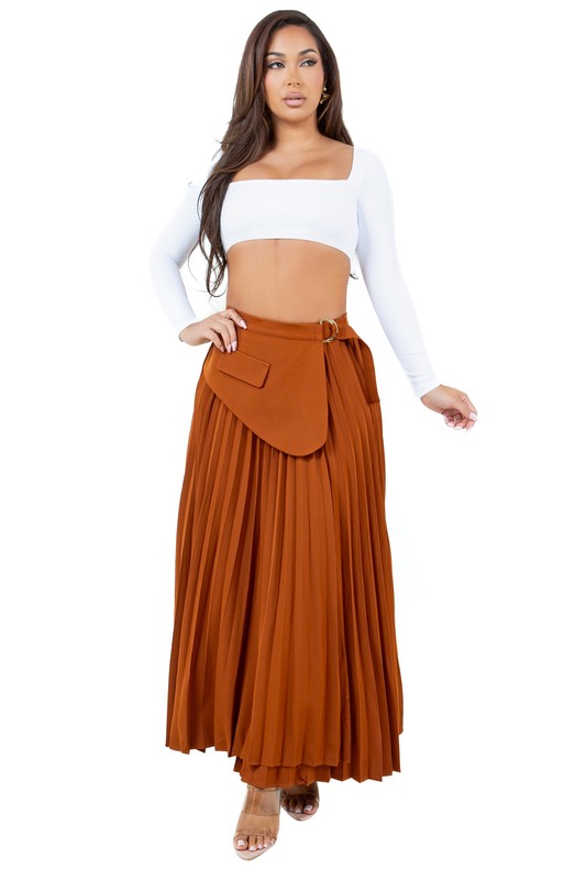 PLEATED MAXI SKIRT