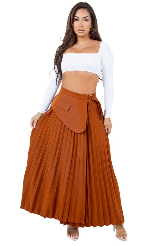 PLEATED MAXI SKIRT