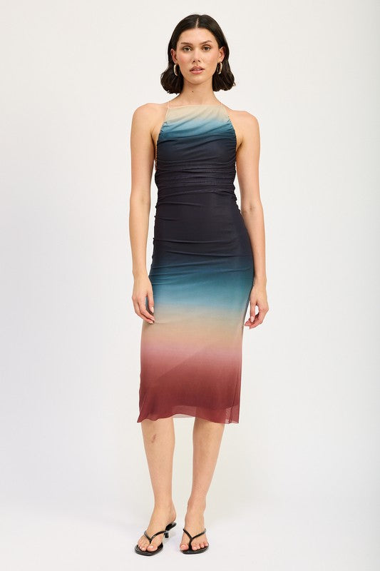HALTER NECK OMBRE MIDI DRESS