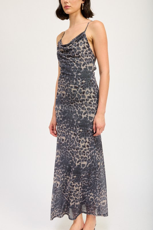 COWL NECK MAXI DRESS WITH OPEN BACK