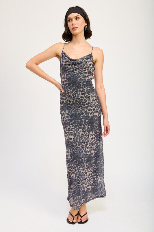 COWL NECK MAXI DRESS WITH OPEN BACK
