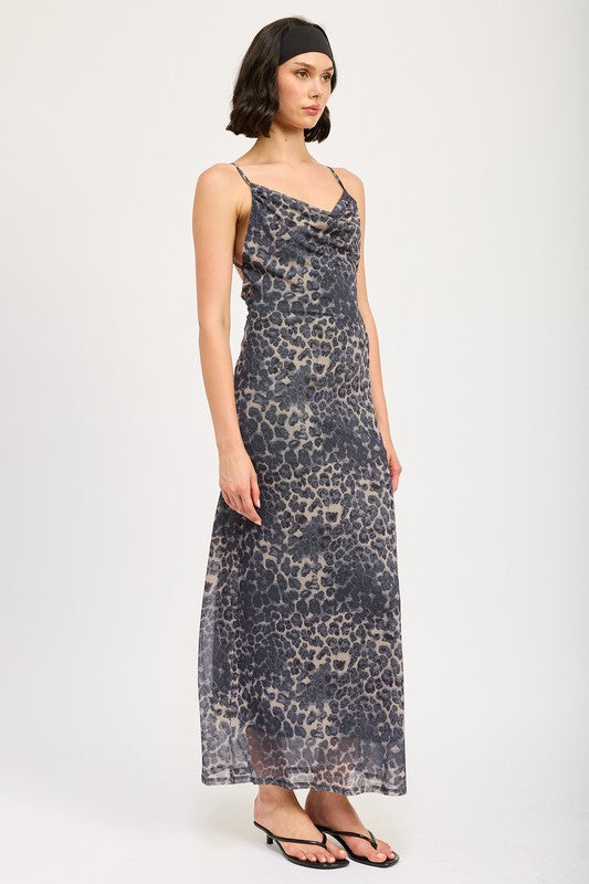 COWL NECK MAXI DRESS WITH OPEN BACK