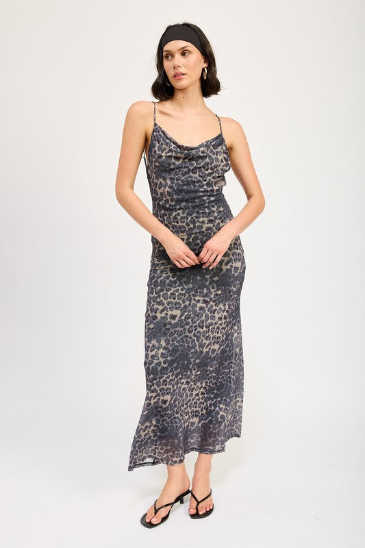 COWL NECK MAXI DRESS WITH OPEN BACK