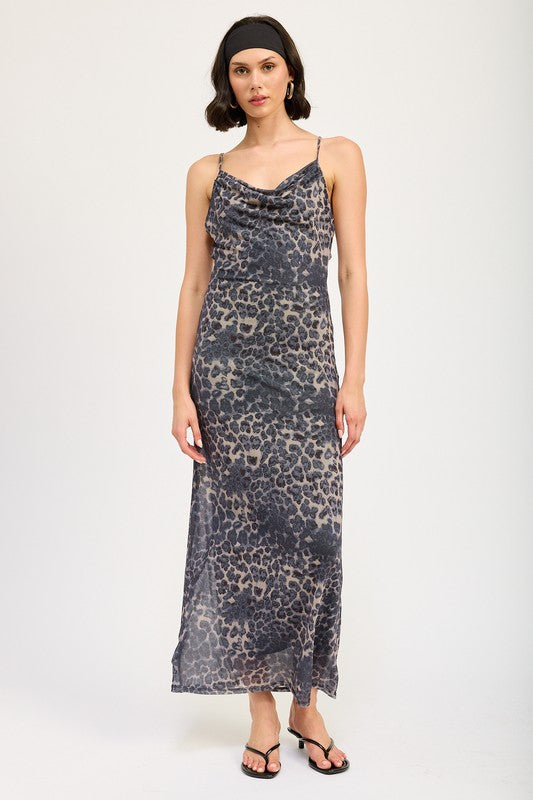 COWL NECK MAXI DRESS WITH OPEN BACK