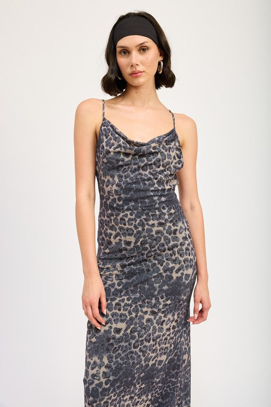 COWL NECK MAXI DRESS WITH OPEN BACK