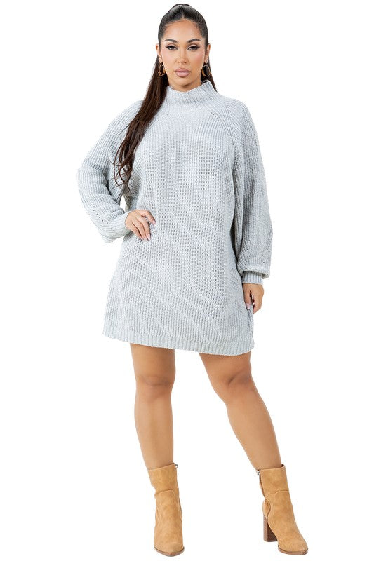 LONG SLEEVE MOCK NECK SWEATER DRESS