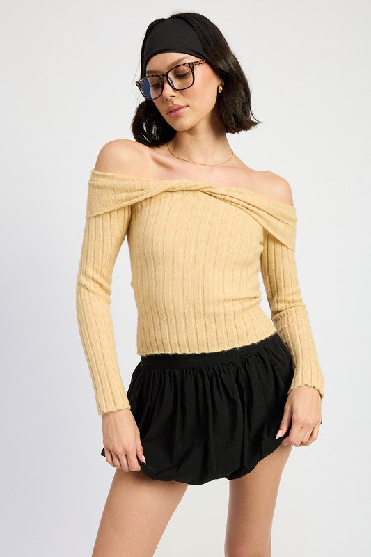 OFF THE SHOULDER SWEATER TOP