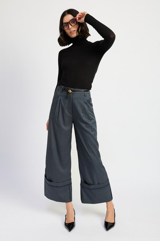 FOLD OVER PLEATED PANTS