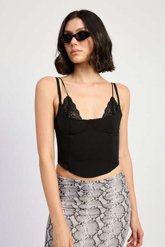 PEEKABOO LACE CORSET TOP