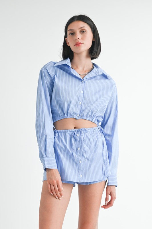 BUTTON UP CROP SHIRT