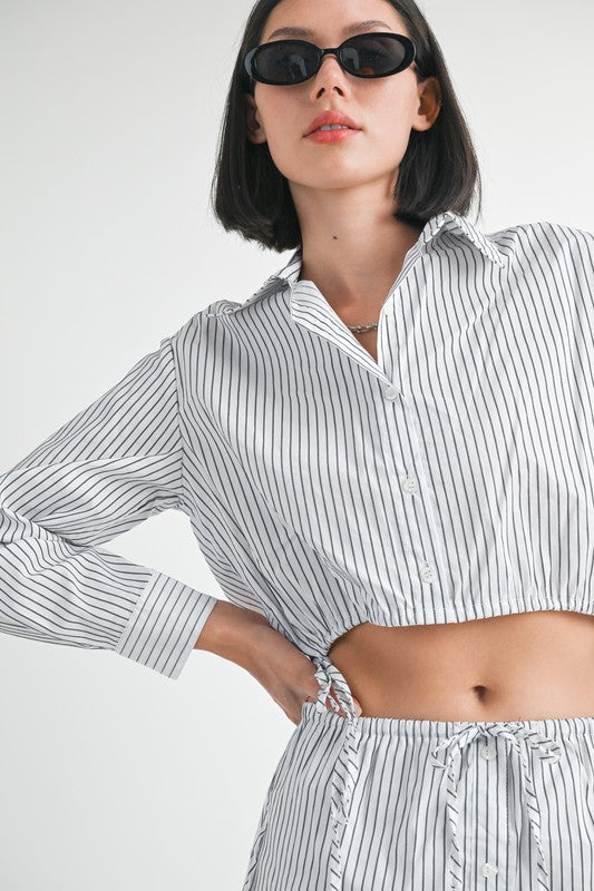 BUTTON UP CROP SHIRT