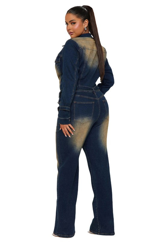 LONG SLEEVE DENIM JUMPSUIT