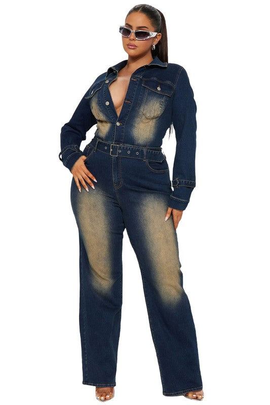 LONG SLEEVE DENIM JUMPSUIT